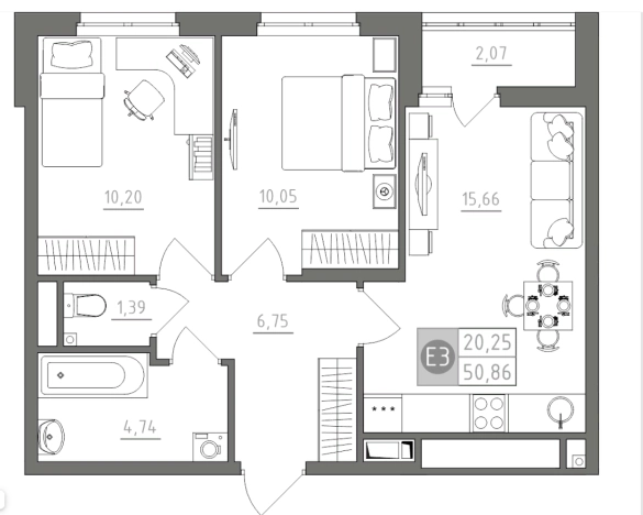 Купить квартиру в новостройках в Тульской области. Вариант № 78069, 0, площадь -  квм, цена 5389634 рублей