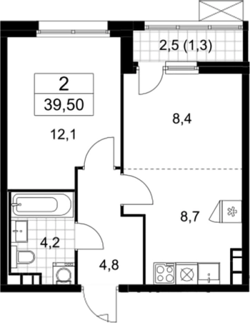 Купить двухкомнатную квартиру у метро Потапово в Москве. Вариант № 160987, 0, площадь -  квм, цена 11906090 рублей