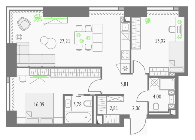 Купить двухкомнатную квартиру у метро Бутырская в Москве. Вариант № 151121, 0, площадь -  квм, цена 41193818 рублей