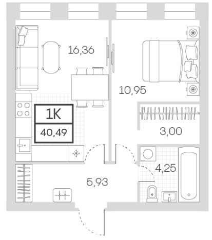 . Вариант № 78499, 0, площадь - 40.49 квм, цена 20245000 рублей