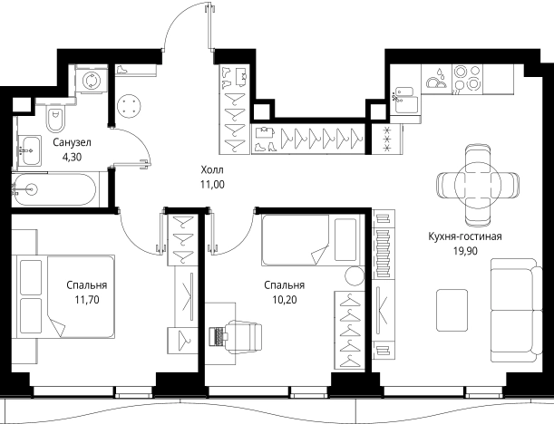 Купить двухкомнатную квартиру у метро Тушинская в Москве. Вариант № 903109, 0, площадь -  квм, цена 26100410 рублей