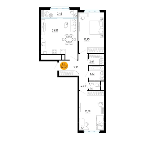 Купить двухкомнатную квартиру в новостройках в ЖК Смарт квартал «Центральный» в Рязани. Вариант № 153950, 0, площадь -  квм, цена 9179711 рублей