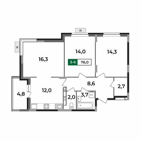 Купить квартиру в ЖК Маршал в Коврове. Вариант № 2731730, 1, площадь -  квм, цена 7945800 рублей