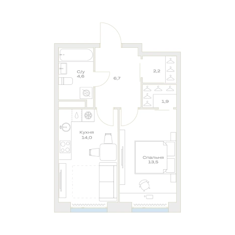 Купить однокомнатную квартиру в ЖК Детали в Москве. Вариант № 8108446, 0, площадь -  квм, цена 12012084 рублей