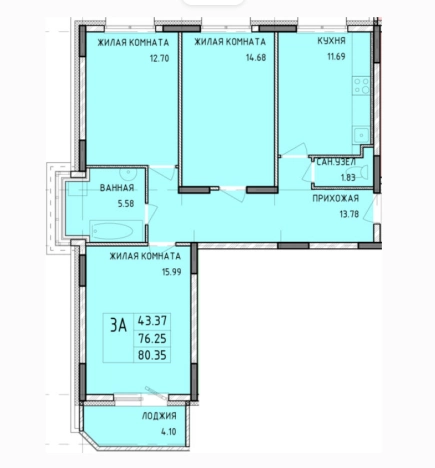 . Вариант № 72922, 0, площадь - 80.35 квм, цена 6588700 рублей