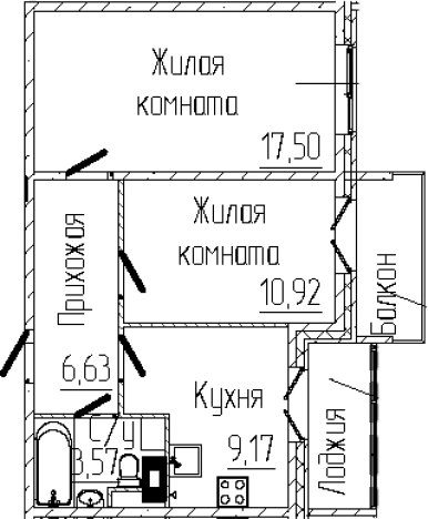 . Вариант № 8337488, 0, площадь - 47.79 квм, цена 9867744 рублей