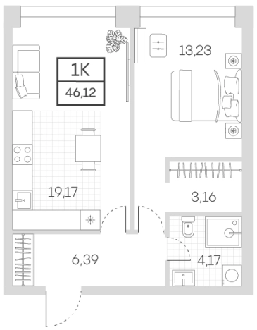 . Вариант № 78533, 0, площадь - 46.12 квм, цена 21676400 рублей