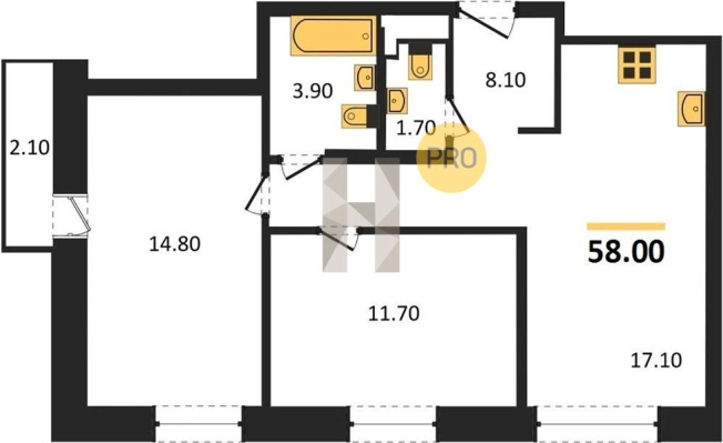 Купить двухкомнатную квартиру в новостройках в ЖК А14 в Ижевске. Вариант № 68007, 0, площадь -  квм, цена 4200000 рублей