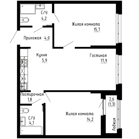 Купить двухкомнатную квартиру в ЖК "7Я" в Владивостоке. Вариант № 9769358, 0, площадь -  квм, цена 15664970 рублей