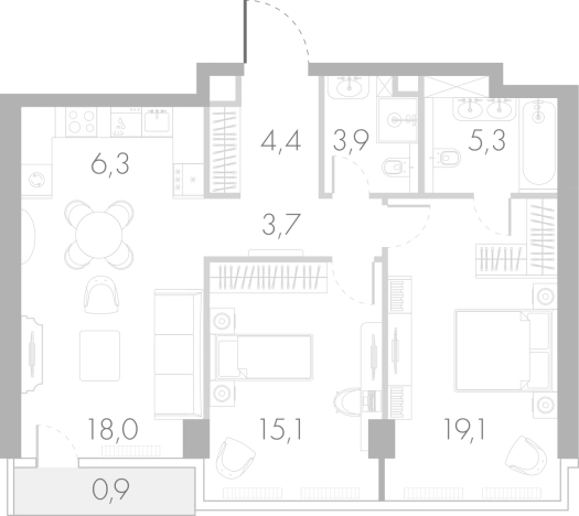 . Вариант № 74809, 0, площадь - 75.8 квм, цена 73872505 рублей