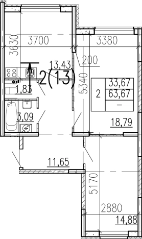 Купить двухкомнатную квартиру у метро Девяткино в Ленинградской области. Вариант № 9095329, 0, площадь -  квм, цена 8958800 рублей