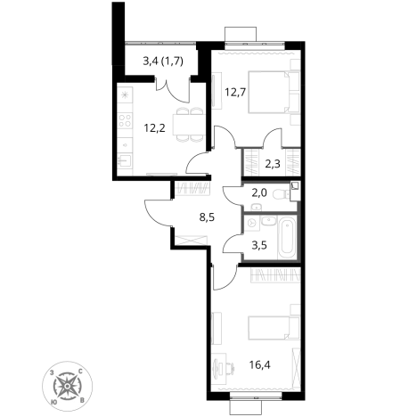 Купить двухкомнатную квартиру в ЖК 1-й Шереметьевский в Химках. Вариант № 9825379, 0, площадь -  квм, цена 18288120 рублей