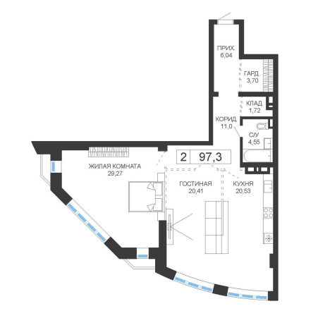 Купить двухкомнатную квартиру в Приморском крае. Вариант № 6059052, 0, площадь -  квм, цена 27730500 рублей