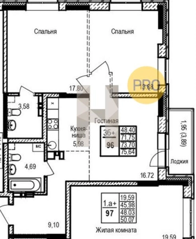 Купить двухкомнатную квартиру в ЖК Сказка в Ижевске. Вариант № 71630, 0, площадь -  квм, цена 5048850 рублей