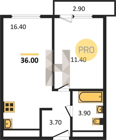 . Вариант № 62766, 0, площадь - 36 квм, цена 2583280 рублей