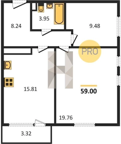 Купить двухкомнатную квартиру в ЖК Покровский в Ижевске. Вариант № 61248, 0, площадь -  квм, цена 4800040 рублей