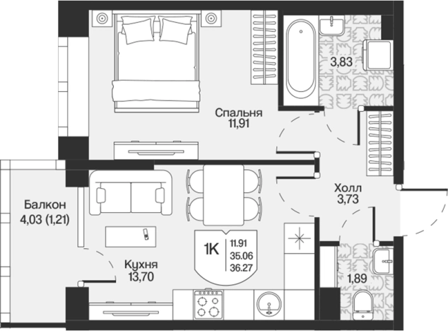 Купить однокомнатную квартиру на улице Малый проспект в Ленинградской области. Вариант № 7261405, 0, площадь -  квм, цена 8161344 рублей