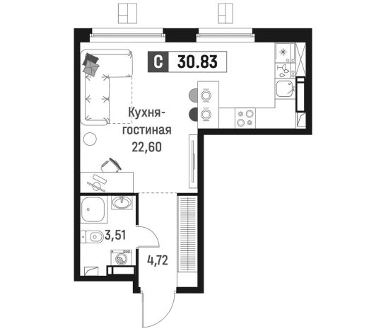 Купить Студию у метро Девяткино в Мурине. Вариант № 6867149, 0, площадь -  квм, цена 5892804 рублей