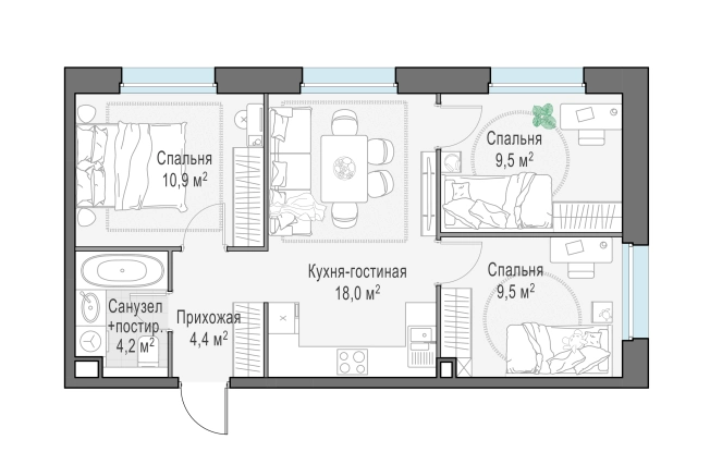 Купить трехкомнатную квартиру у метро Медведково в Мытищах. Вариант № 168008, 0, площадь -  квм, цена 12600000 рублей