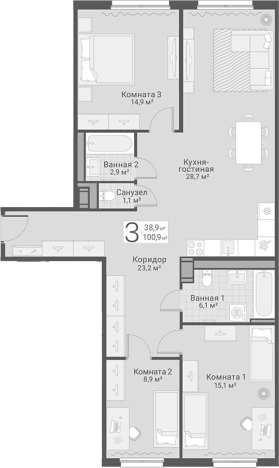 . Вариант № 7603737, 0, площадь - 100.9 квм, цена 23200000 рублей