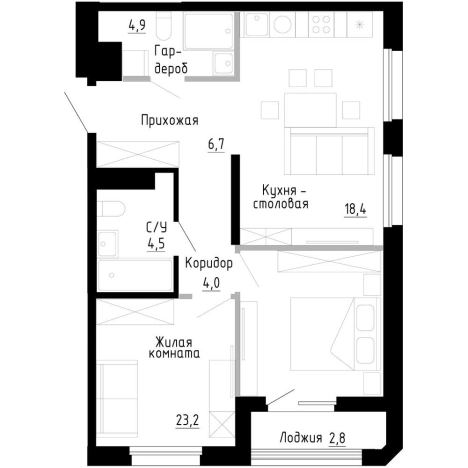 Купить однокомнатную квартиру в Владивостоке. Вариант № 9768528, 0, площадь -  квм, цена 13692700 рублей