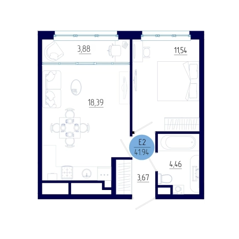 Купить однокомнатную квартиру на улице проезд Бульвар Оптимистов в Рязанской области. Вариант № 102264, 0, площадь -  квм, цена 4989602 рублей