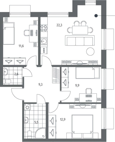 Купить многокомнатную квартиру в новостройках в ЖК Парусная 1 в Санкт-Петербурге. Вариант № 9324077, 0, площадь -  квм, цена 28475000 рублей