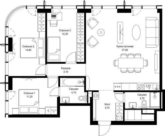 Купить трехкомнатную квартиру у метро Мякинино в Москве. Вариант № 5232630, 0, площадь -  квм, цена 32832413 рублей