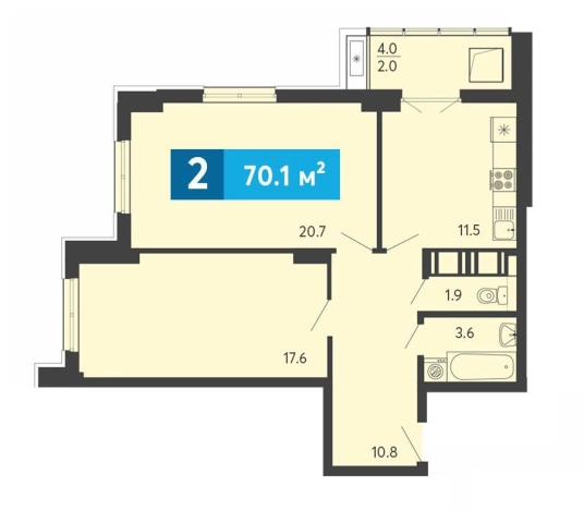 Купить двухкомнатную квартиру в ЖК Жилой комплекс "Созвездие (1 очередь)" в Пензенской области. Вариант № 5536231, 0, площадь -  квм, цена 7554800 рублей