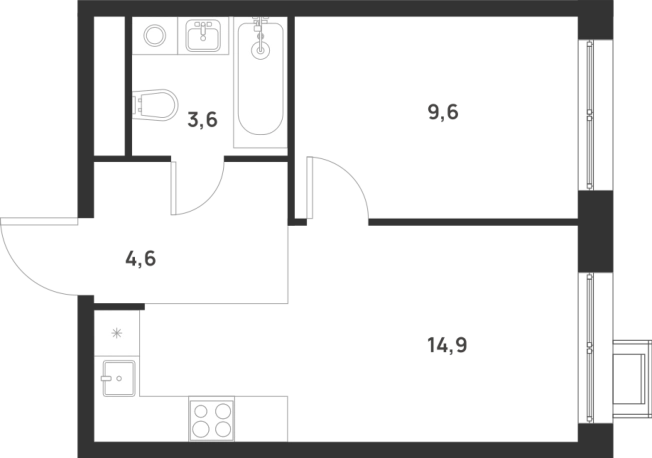 Купить однокомнатную квартиру в новостройках у метро Корниловская в Москве. Вариант № 10416924, 0, площадь -  квм, цена 11674107 рублей