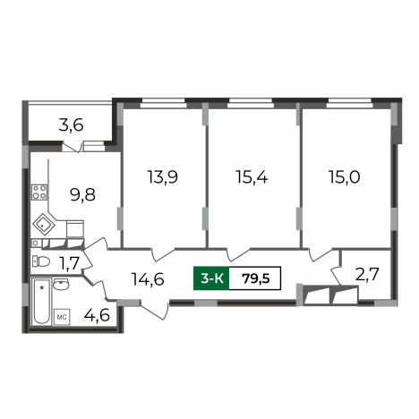 Купить трехкомнатную квартиру в ЖК "Сталинградский бульвар, 7" в смарт-квартале VERIZINO life в Владимире. Вариант № 146250, 0, площадь -  квм, цена 8345513 рублей
