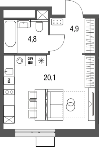 . Вариант № 88078, 0, площадь - 29.8 квм, цена 10929510 рублей