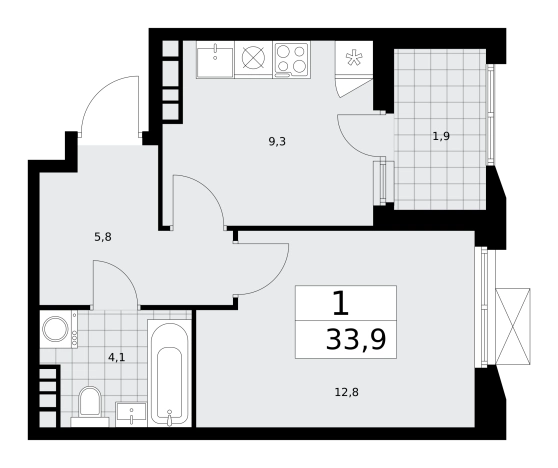 Купить однокомнатную квартиру в новостройках у метро Бунинская аллея в Москве. Вариант № 834168, 0, площадь -  квм, цена 13289817 рублей