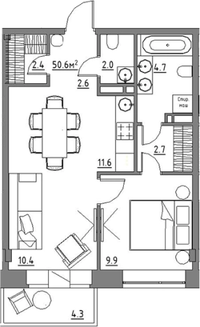 Купить двухкомнатную квартиру в районе Расторгуево в Видном. Вариант № 3572977, 0, площадь -  квм, цена 8769406 рублей