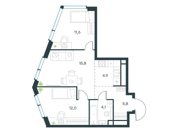 Купить квартиру в новостройках у метро Мичуринский проспект в Москве. Вариант № 1450944, 0, площадь -  квм, цена 42384169 рублей