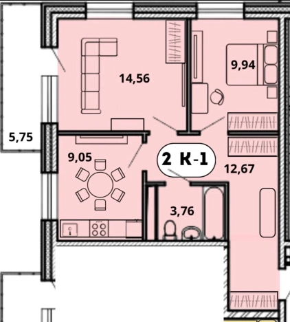 . Вариант № 122485, 0, площадь - 51.71 квм, цена 7756500 рублей