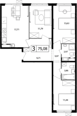 Купить многокомнатную квартиру в Микрорайоне Купелинка, деревня Сапроново в Московской области. Вариант № 5833683, 0, площадь -  квм, цена 13154947 рублей