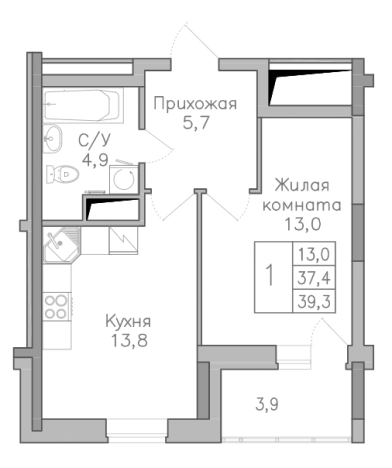 . Вариант № 3325868, 0, площадь - 51.9 квм, цена 5700000 рублей
