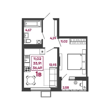 Купить однокомнатную квартиру в новостройках в ЖК Жилой комплекс "Сити-квартал на Измайлова" в Пензе. Вариант № 140406, 0, площадь -  квм, цена 3649000 рублей