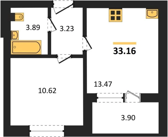 Купить однокомнатную квартиру в Калининградской области. Вариант № 67739, 0, площадь -  квм, цена 3581000 рублей