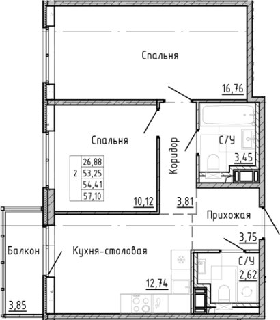 Купить двухкомнатную квартиру в районе Приморский в Санкт-Петербурге. Вариант № 8164193, 0, площадь -  квм, цена 13831022 рублей