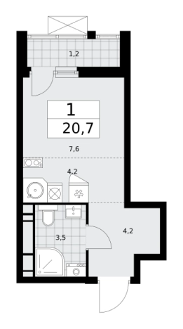 Купить однокомнатную квартиру в ЖК Бунинские кварталы в Москве. Вариант № 112692, 0, площадь -  квм, цена 12621411 рублей