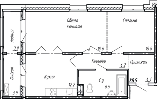 . Вариант № 7784155, 0, площадь - 56.8 квм, цена 8514000 рублей