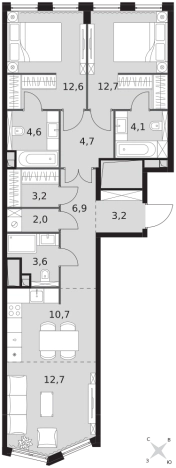 Купить трехкомнатную квартиру у метро Хорошево в Москве. Вариант № 9504201, 0, площадь -  квм, цена 61754400 рублей