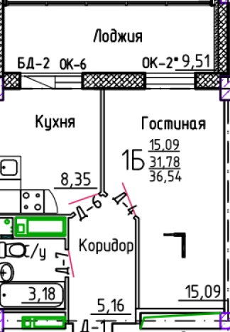 Купить квартиру в Республике Татарстан (татарстан). Вариант № 139945, 1, площадь -  квм, цена 6005276 рублей