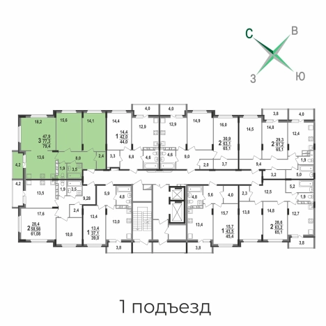 Купить квартиру в новостройках в Коврове. Вариант № 6848740, 2, площадь -  квм, цена 7491390 рублей