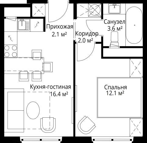 Купить однокомнатную квартиру в новостройках в районе Расторгуево в Видном. Вариант № 5657777, 0, площадь -  квм, цена 9039647 рублей