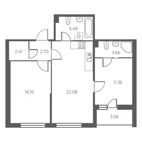 . Вариант № 6245626, 0, площадь - 63.86 квм, цена 16023000 рублей