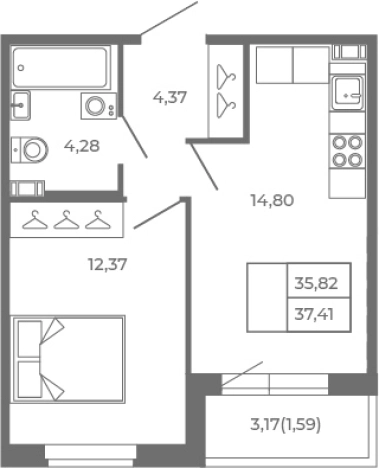 Купить однокомнатную квартиру на вторичке на улице Тихвинская в Сертолове. Вариант № 6962895, 0, площадь -  квм, цена 7930920 рублей