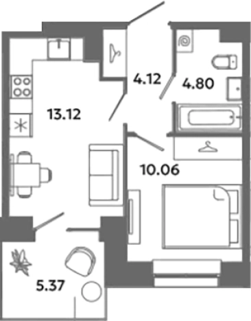 . Вариант № 6631728, 0, площадь - 32.1 квм, цена 5901730 рублей